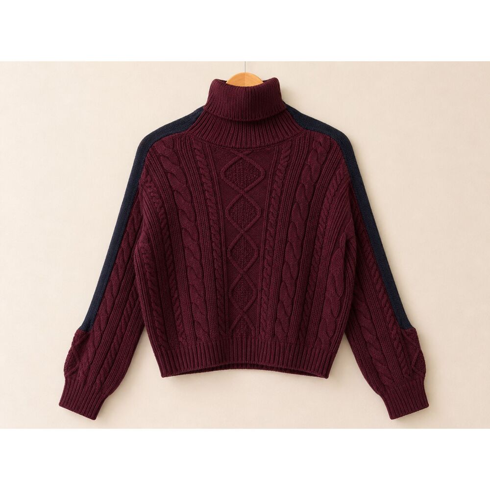 Atlein Collective Cable Knit Turtleneck Sweater Women's XL (fits like a large)